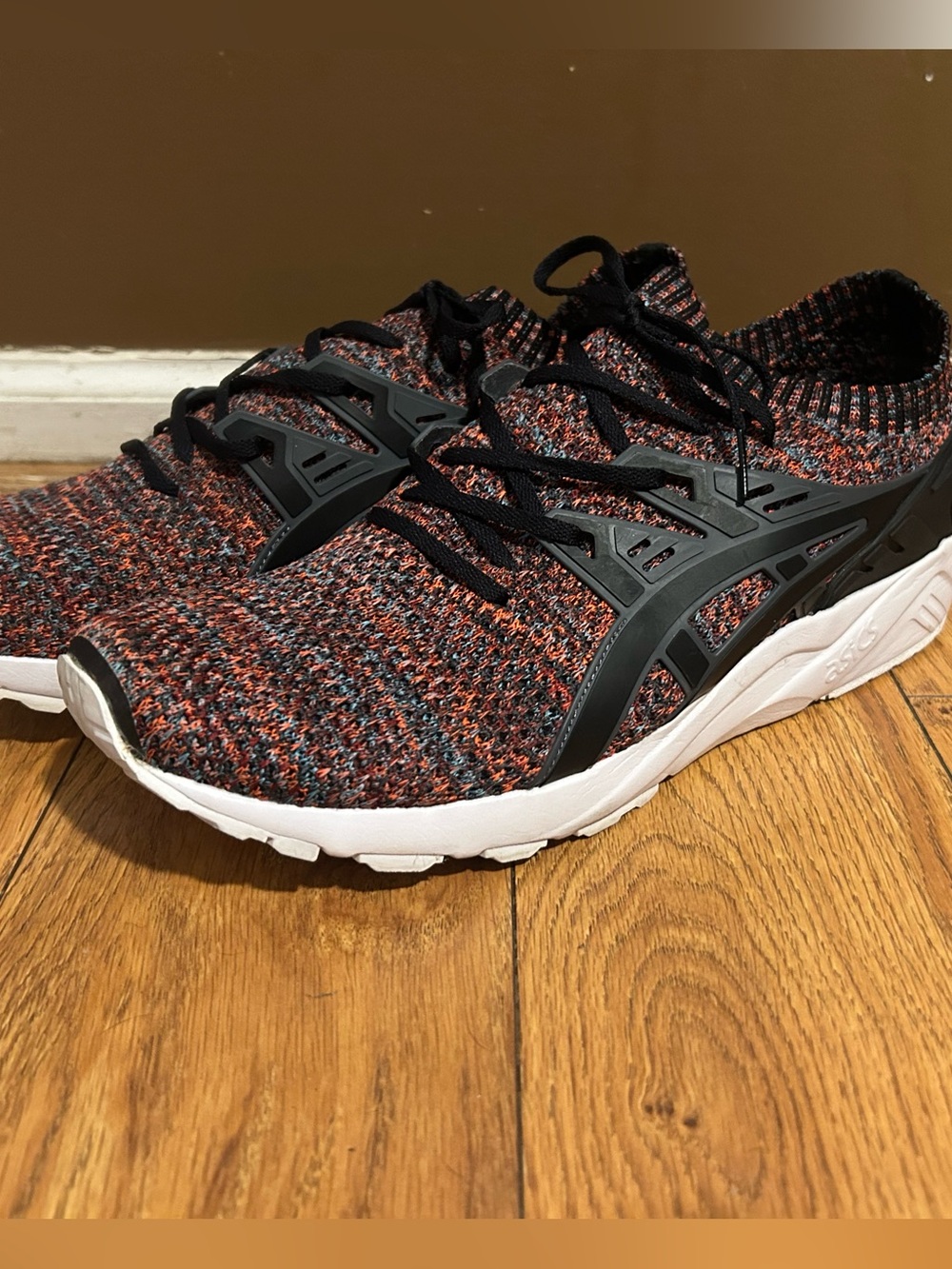 Asics Men’s Knit Sneakers - Black & Red Multi